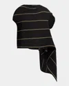 Proenza Schouler Sutton Striped Drape Bi-stretch Viscose Top In Black Multi