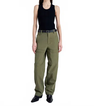 Proenza Schouler Sydnor Pants In Rumpled Cotton In Dark Olive In Green