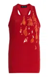 Proenza Schouler Tana Embroidered Cotton Top In Red