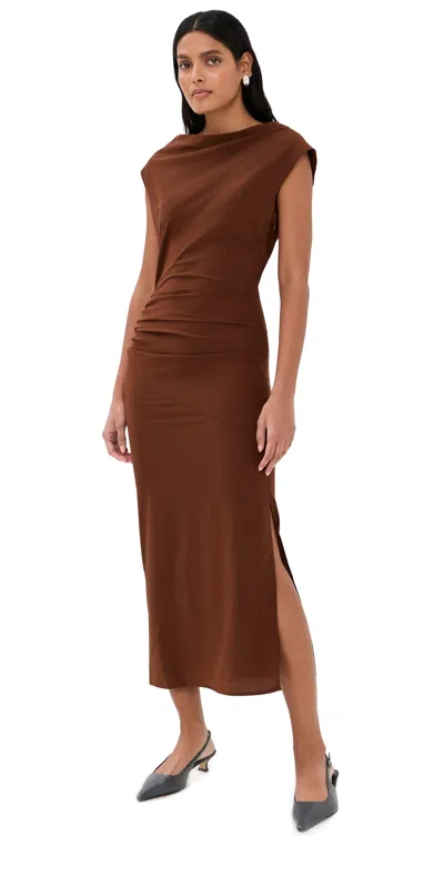 Proenza Schouler Tasa Dress In Silk Viscose Mahogany In Brown