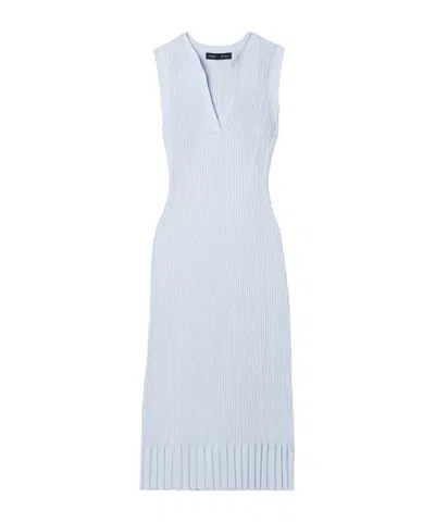 Proenza Schouler Tatum Ribbed-knit Midi Dress In Blue