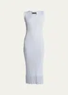 Proenza Schouler Tatum V-neck Sleeveless Rib Knit Midi Dress In Sky Blue