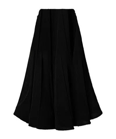 Proenza Schouler Tavia Distressed Knitted Midi Skirt In Black