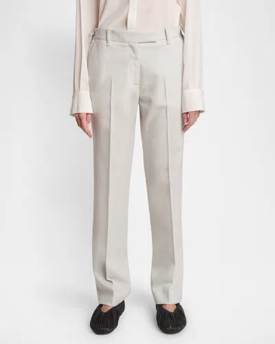 Proenza Schouler Teddy Mid-rise Straight-leg Wool Twill Suiting Trousers In Smoke