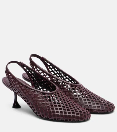 Proenza Schouler Tee Perforated Slingback Pumps In Nappa Currant In Burgundy