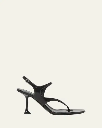 Proenza Schouler Tee Asymmetric Leather Thong Sandals In Black