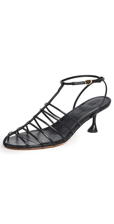Proenza Schouler Tee Cage Leather Sandals In Black