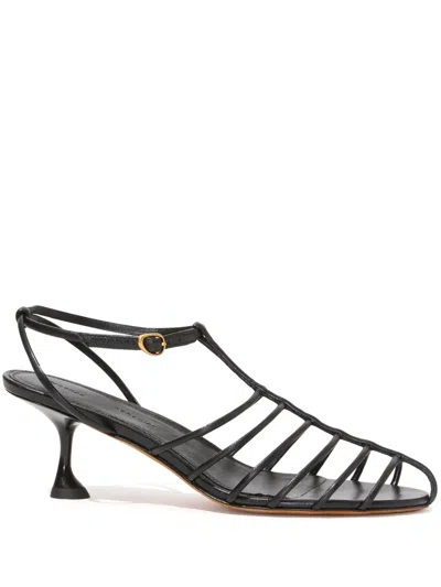 Proenza Schouler Tee Cage Leather Sandals In Black