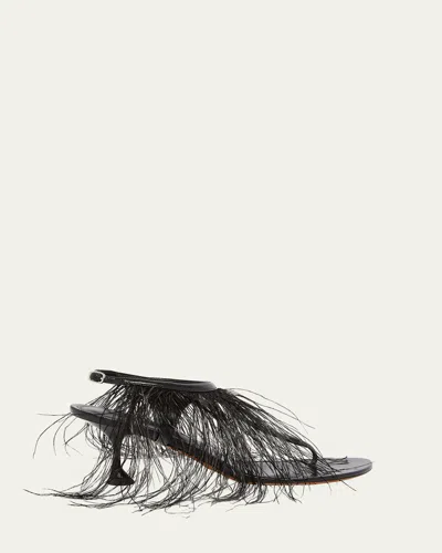 Proenza Schouler Tee Feather Thong Sandals In Black
