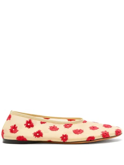 Proenza Schouler Tee Floral-embroidered Ballet Flats In Multi