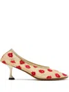 Proenza Schouler Tee Floral-embroidered Kitten Pumps