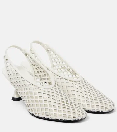 Proenza Schouler Tee Leather Mesh Slingback Pumps In Ivory