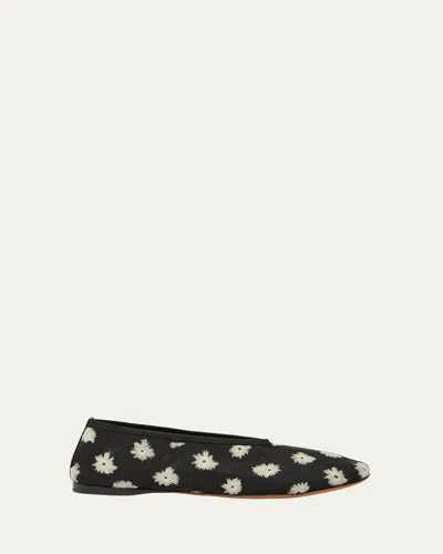Proenza Schouler Tee Mesh Embroidered Ballet Flats In Black