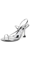Proenza Schouler Tee Slingback Sandals In Mirror Foil Silver In Animal Print