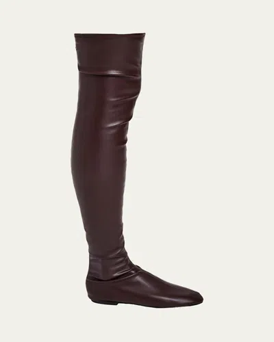 Proenza Schouler Tee Stretch Faux Leather Over-the-knee Boots In Brown