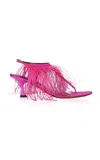 Proenza Schouler Tee Thong Feather-embellished Satin Sandals In Pink