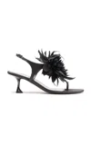 Proenza Schouler Tee Thong Flower Sandals In Satin In Black