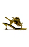 Proenza Schouler Tee Thong Flower Sandals In Satin In Green
