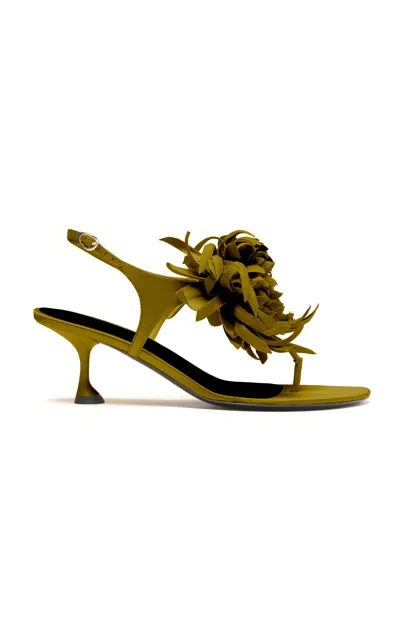 Proenza Schouler Tee Thong Flower Sandals In Satin In Green