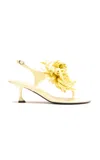 Proenza Schouler Tee Thong Flower Sandals In Satin In Yellow