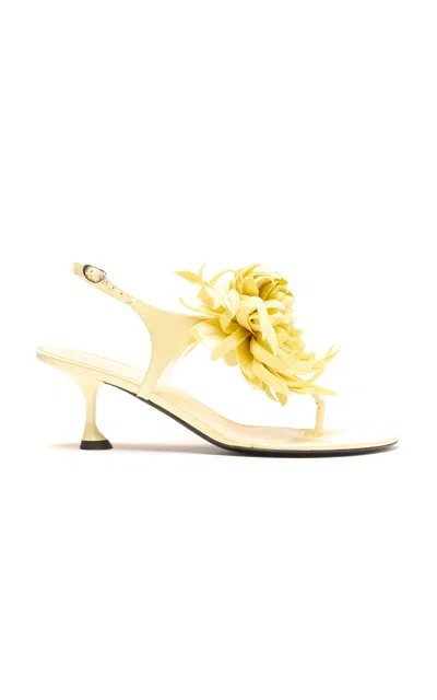 Proenza Schouler Tee Thong Flower Sandals In Satin In Yellow