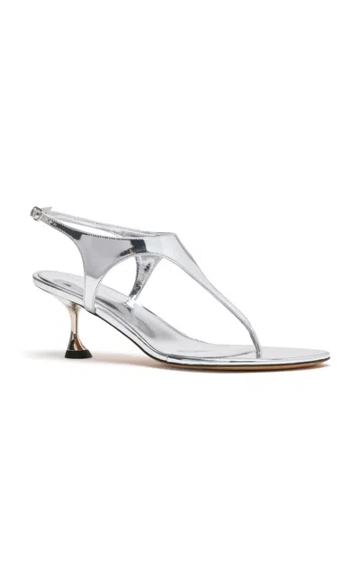 Proenza Schouler Tee Vegan Leather Thong Sandals In Silver