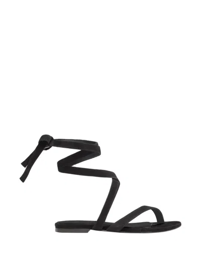 Proenza Schouler Black Tee Strappy Flat Sandals