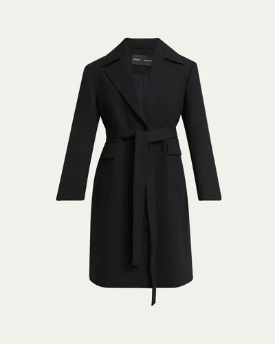 Proenza Schouler Thea Belted Wool Gabardine Suiting Coat In Black