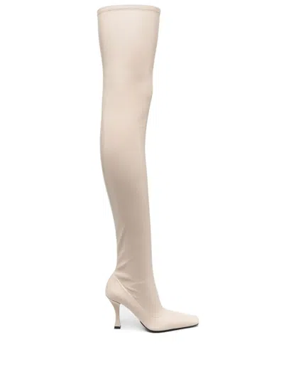 Proenza Schouler Trap Stretch-leather Over-the-knee Boots In Beige