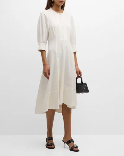 Proenza Schouler Three-quarter Sleeve Matte Midi Dress In White