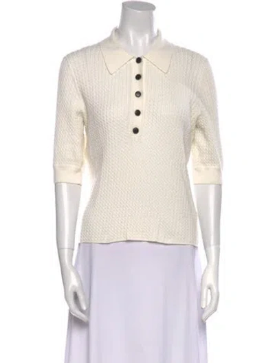 Pre-owned Proenza Schouler Three-quarter Sleeve Polo In White
