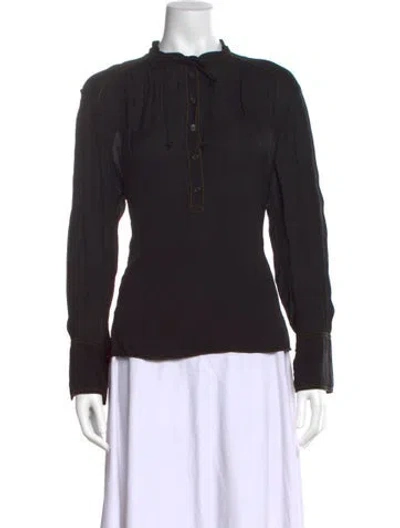 Pre-owned Proenza Schouler Tie Neck Long Sleeve Blouse In Black