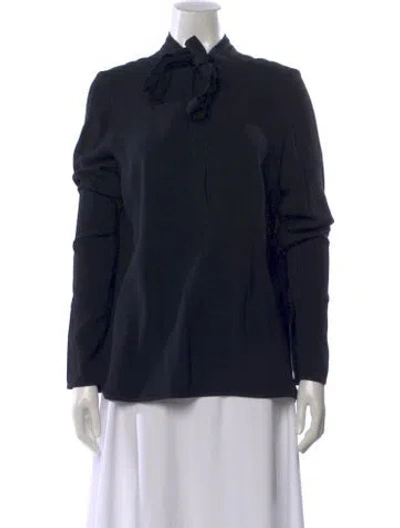 Pre-owned Proenza Schouler Tie Neck Long Sleeve Blouse In Black