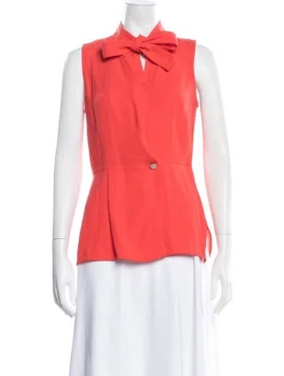 Pre-owned Proenza Schouler Tie Neck Sleeveless Blouse In Orange