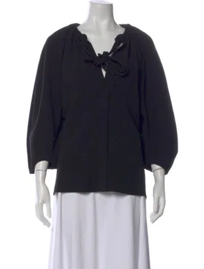 Pre-owned Proenza Schouler Tie Neck Three-quarter Sleeve Blouse In Black