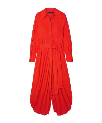 Proenza Schouler Tie-waist Knit Crepe Shirt Dress In Red
