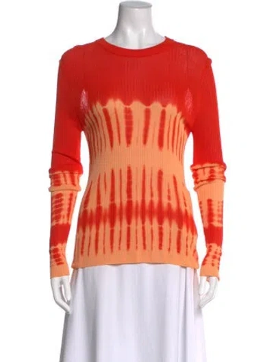 Pre-owned Proenza Schouler Tie-dye Print Crew Neck Sweater In Orange