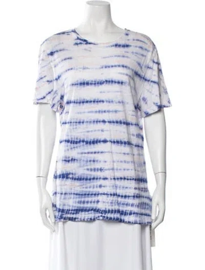 Pre-owned Proenza Schouler Tie-dye Print Crew Neck T-shirt In Blue/white