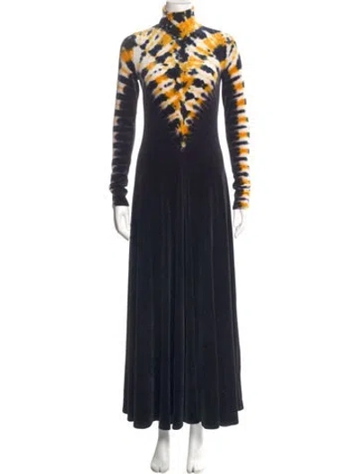 Pre-owned Proenza Schouler Tie-dye Print Long Dress In Black