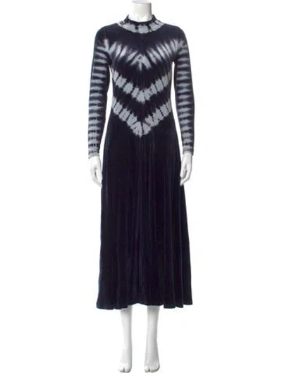 Pre-owned Proenza Schouler Tie-dye Print Long Dress In Blue