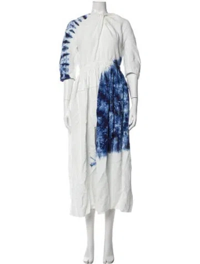 Pre-owned Proenza Schouler Tie-dye Print Long Dress In White