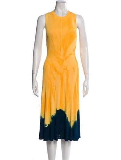 Pre-owned Proenza Schouler Tie-dye Print Midi Length Dress W/ Tags In Yellow