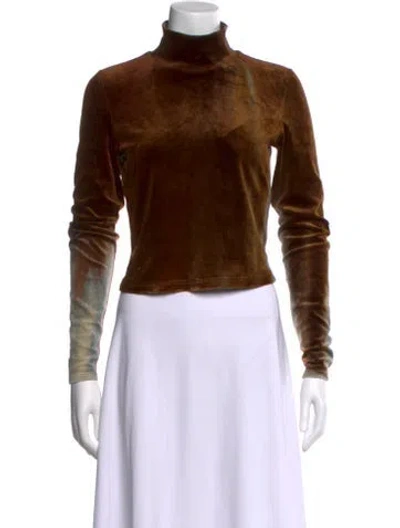 Pre-owned Proenza Schouler Tie-dye Print Turtleneck Top In Brown