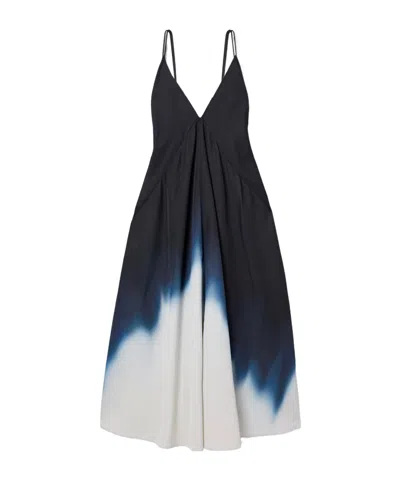 Proenza Schouler Torres Printed Gabardine Maxi Dress In Navy