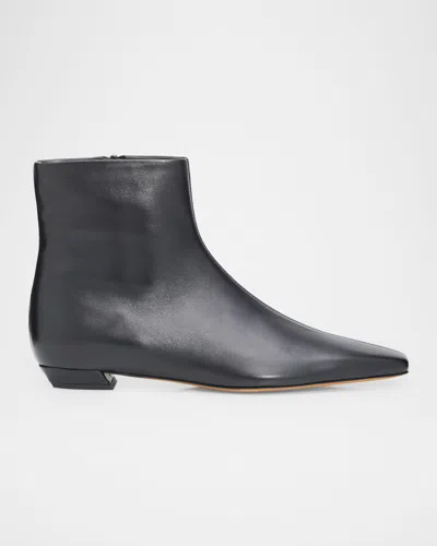 Proenza Schouler Trap Flat Leather Ankle Boots In Black