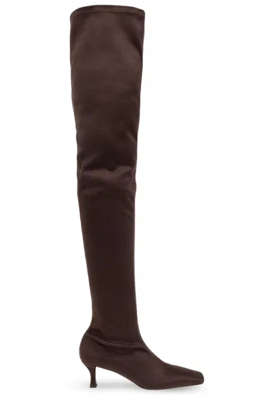 Proenza Schouler Trap Over-the-knee Leather Boots In Brown