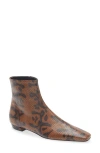 Proenza Schouler Trap Flat Ankle Boots In Embossed-python In Brown