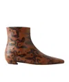 Proenza Schouler Trap Flat Ankle Boots In Embossed-python In Brown