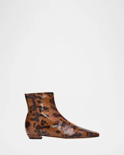 PROENZA SCHOULER TRAP SNAKE-EMBOSSED LEATHER ANKLE BOOTS