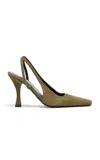 Proenza Schouler Trap Suede Slingback Pumps In Green